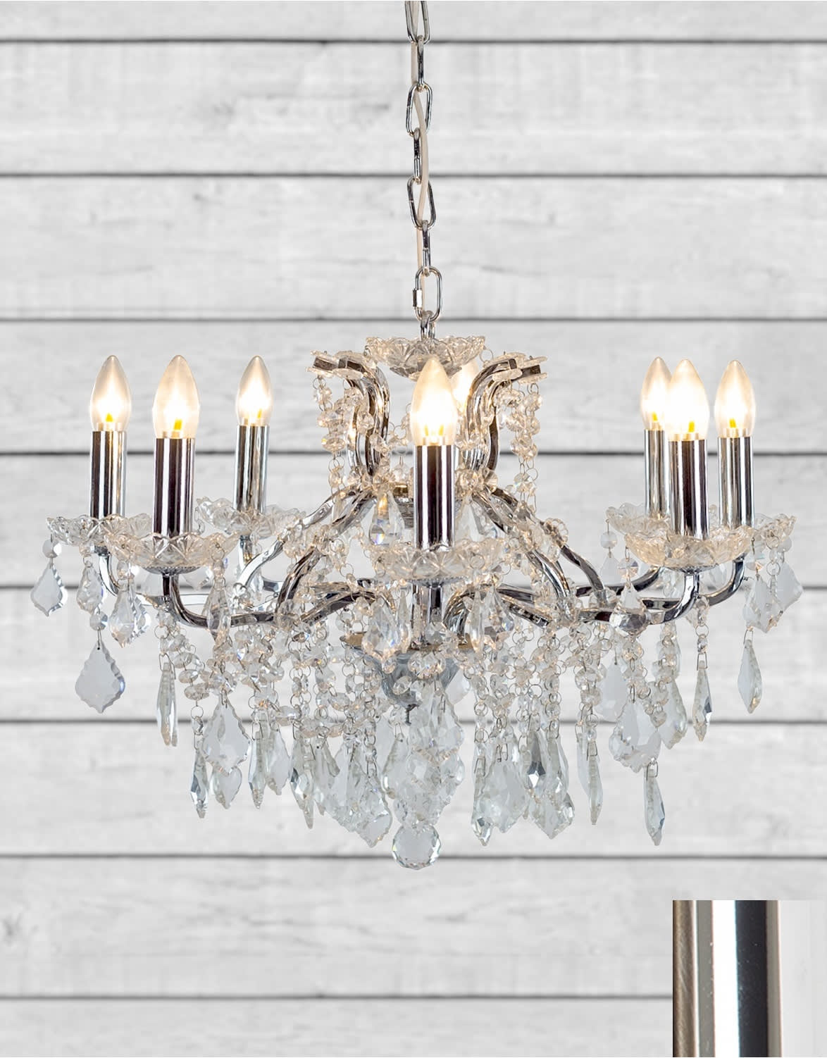 Medium 8 Branch Chrome Shallow Chandelier - CH186