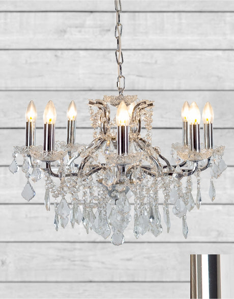 Medium 8 Branch Chrome Shallow Chandelier - CH186