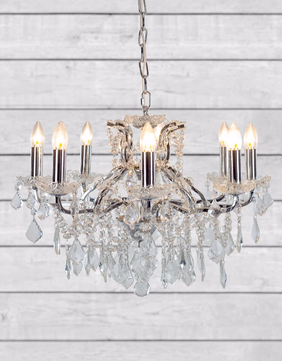 Medium 8 Branch Chrome Shallow Chandelier - CH186