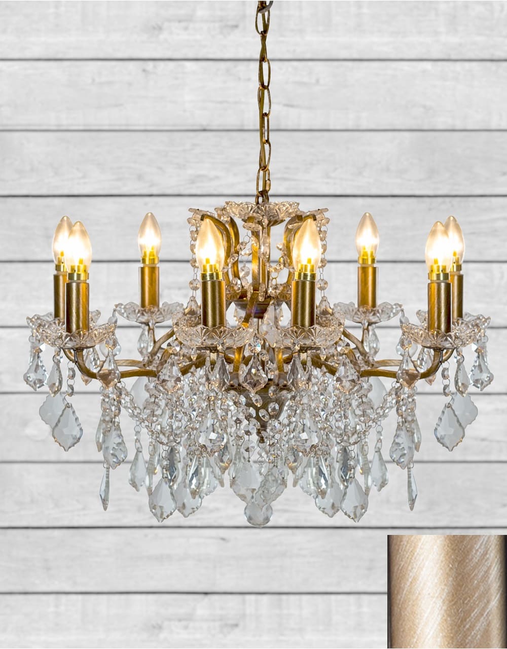 Medium 8 Branch Brushed Gold Shallow Chandelier - CH187