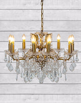 Medium 8 Branch Brushed Gold Shallow Chandelier - CH187