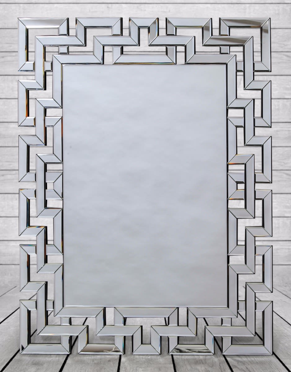 Large Rectangular "Grecian Key" Venetian Mirror - V295