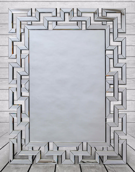Large Rectangular "Grecian Key" Venetian Mirror - V295