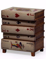 Antiqued Stacked Playing Card Books Side Cabinet - WB21