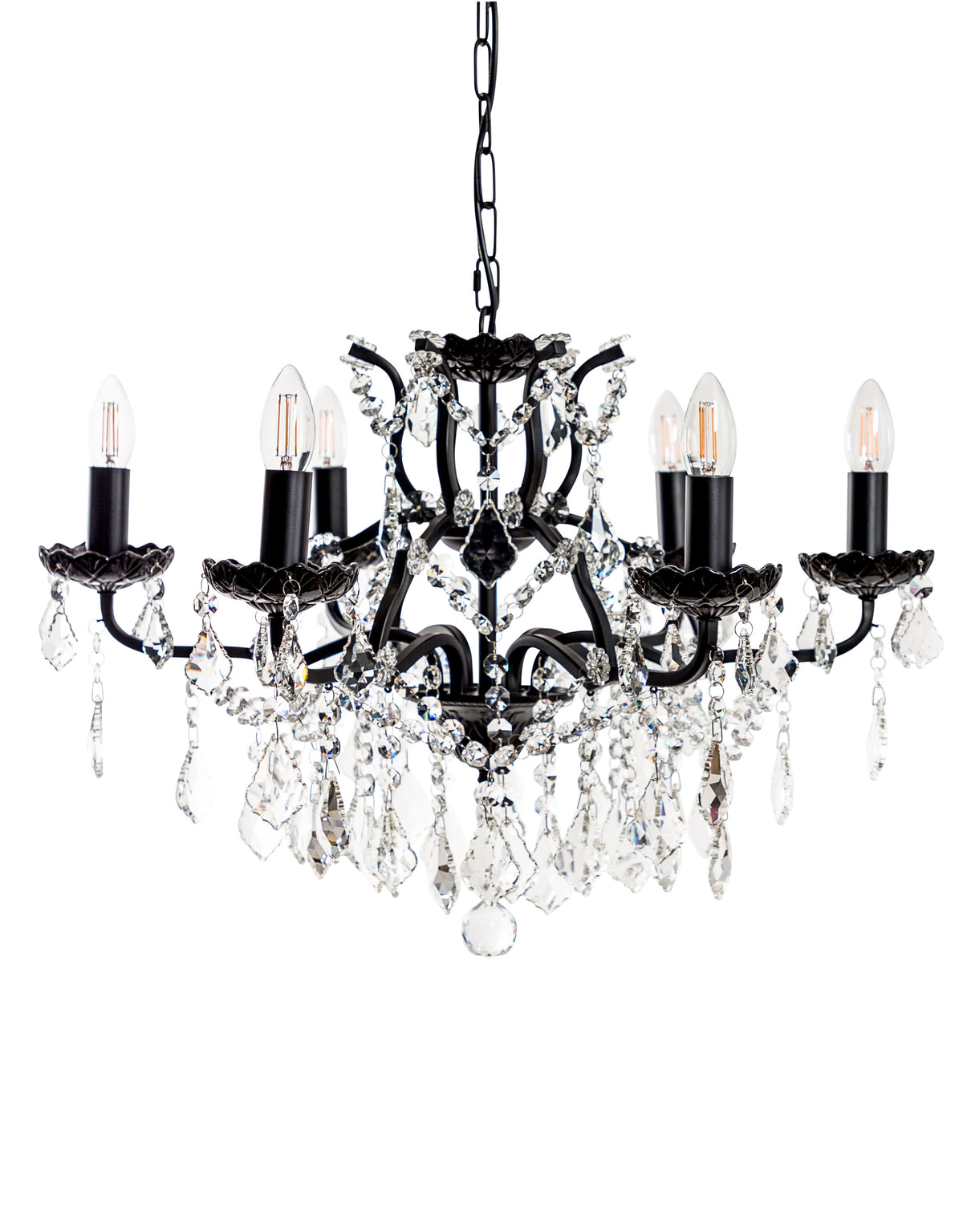 6 Branch Matt Black Shallow Chandelier - CH190