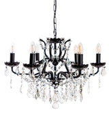 6 Branch Matt Black Shallow Chandelier - CH190