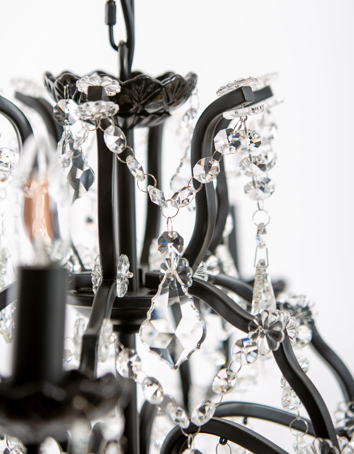 6 Branch Matt Black Shallow Chandelier - CH190