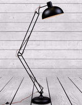 Matt Black Extra Large Classic Desk Style Floor Lamp (Red Fabric Flex) - CL89