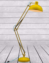 Yellow Extra Large Classic Desk Style Floor Lamp (Blue Fabric Flex) - CL91