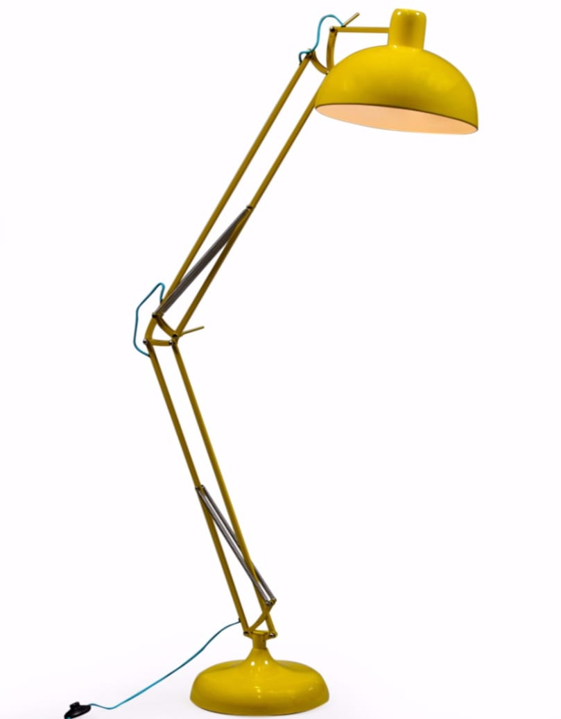 Yellow Extra Large Classic Desk Style Floor Lamp (Blue Fabric Flex) - CL91