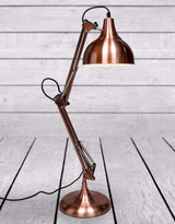 Vintage Copper Traditional Large Desk Lamp (Black Fabric Flex) - CL94