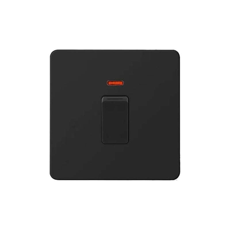 Caradok Matt Black Metal Screwless 45A Switch w/ Neon