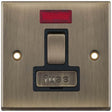 Selectric 7M-Pro Antique Brass 13A DP Switched Fused Connection Unit with Neon and Black Insert