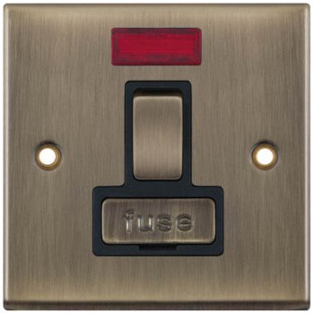 Selectric 7M-Pro Antique Brass 13A DP Switched Fused Connection Unit with Neon and Black Insert