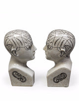 Antiqued Ceramic Phrenology Head Bookends/ Ornaments - BP237