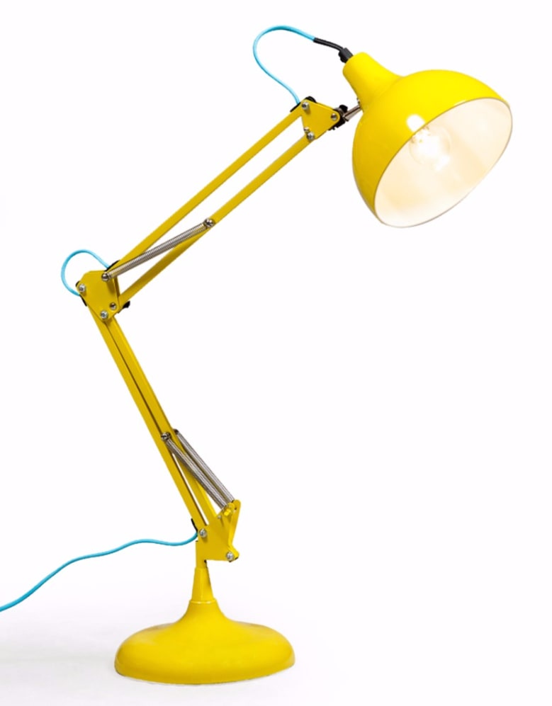 Yellow Traditional Desk Lamp (Blue Fabric Flex) - CL99