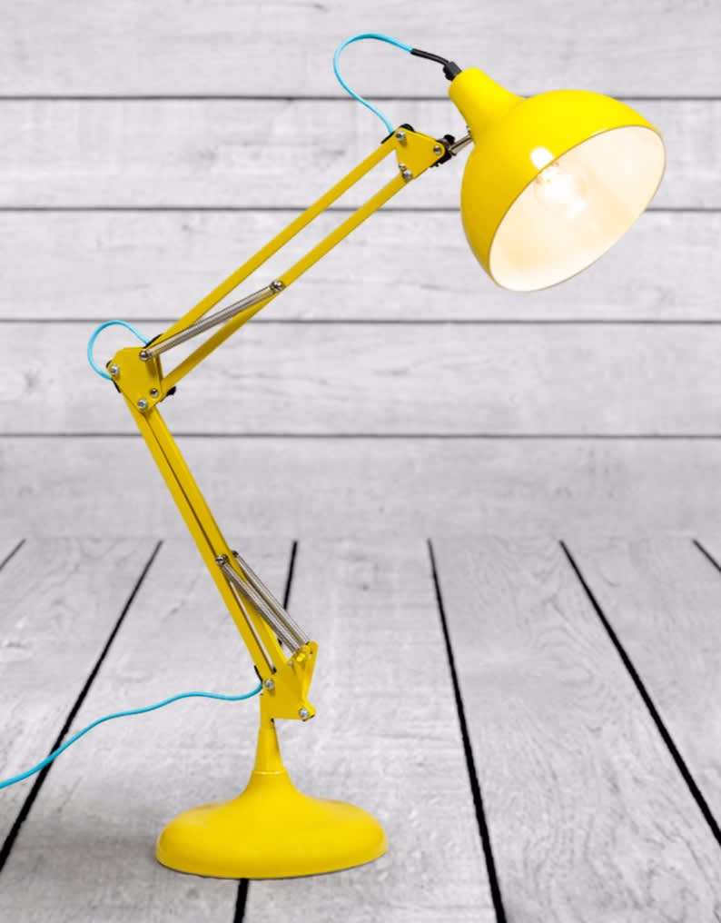 Yellow Traditional Desk Lamp (Blue Fabric Flex) - CL99