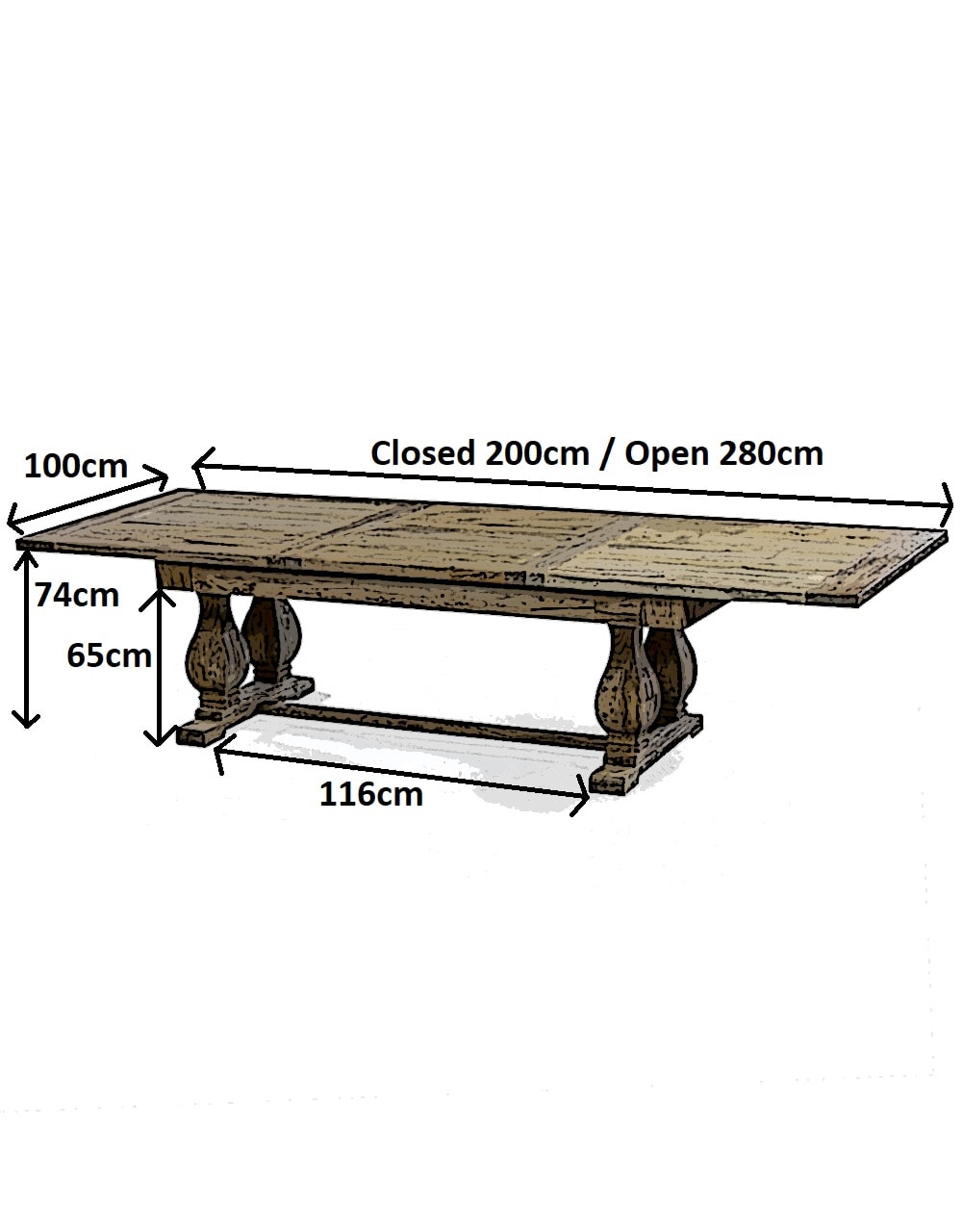 Reclaimed Elm Extending Dining Table - BRT3