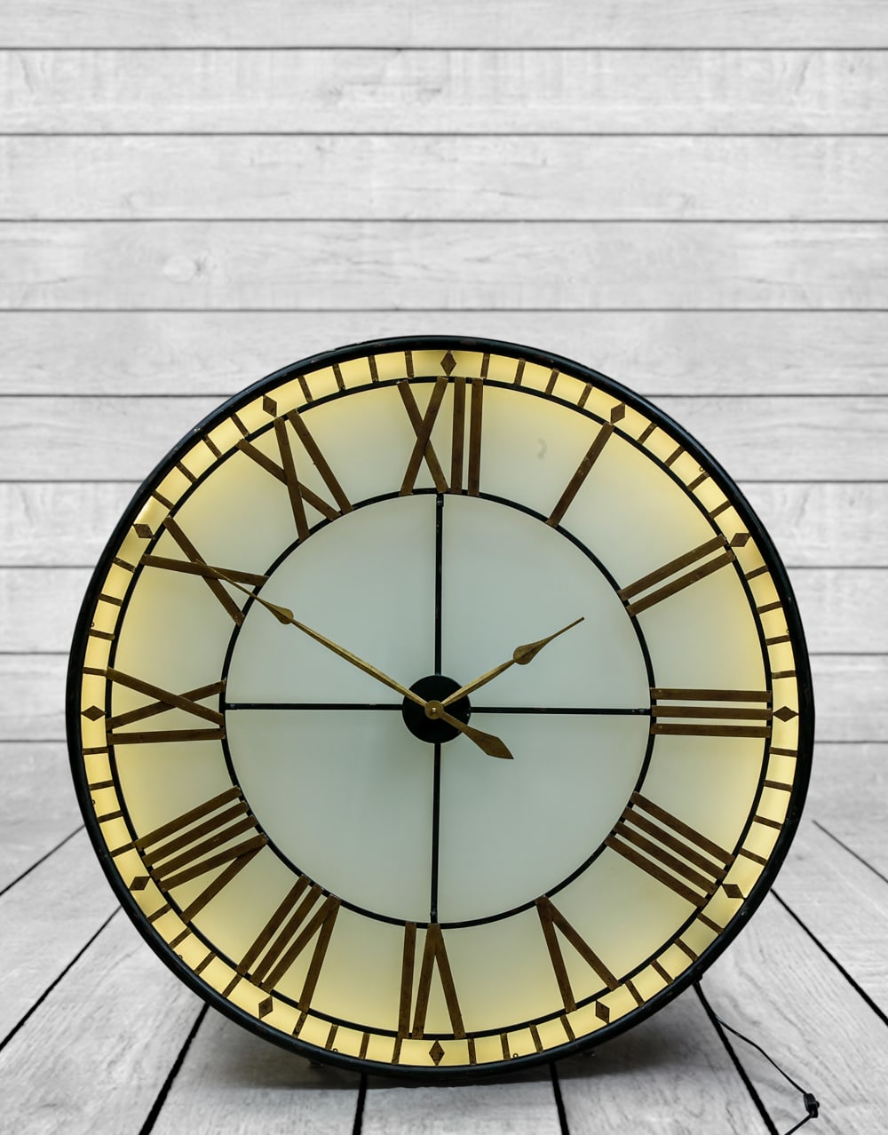 Large Black and Gold Back Lit Glass "Westminster" Wall Clock - ET253