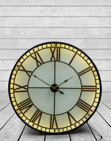 Large Black and Gold Back Lit Glass "Westminster" Wall Clock - ET253