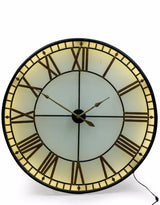 Large Black and Gold Back Lit Glass "Westminster" Wall Clock - ET253