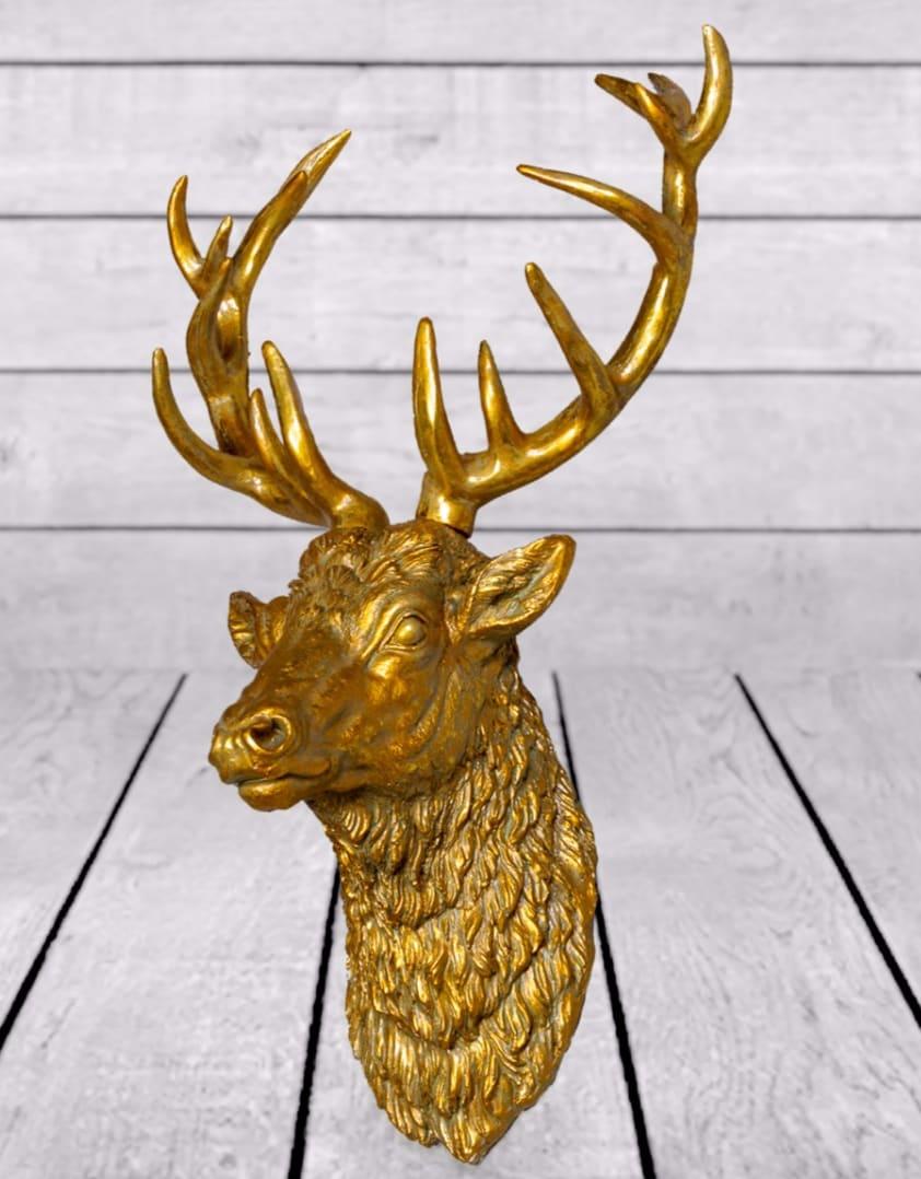 Large Antique Gold Stag Wall Head - BD109