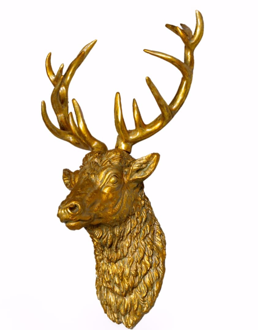 Large Antique Gold Stag Wall Head - BD109