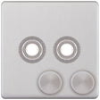 Selectric 5M-Plus Screwless Satin Chrome 1 Gang Twin Aperture Dimmer Plate with Matching Knobs