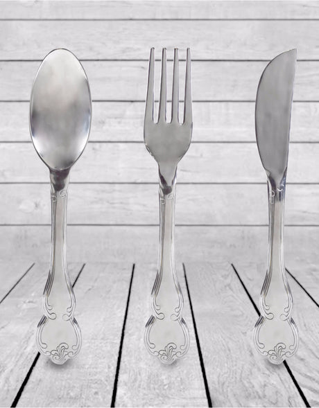 Polished Aluminium Fork, Knife & Spoon Set Wall Hangings - AL107