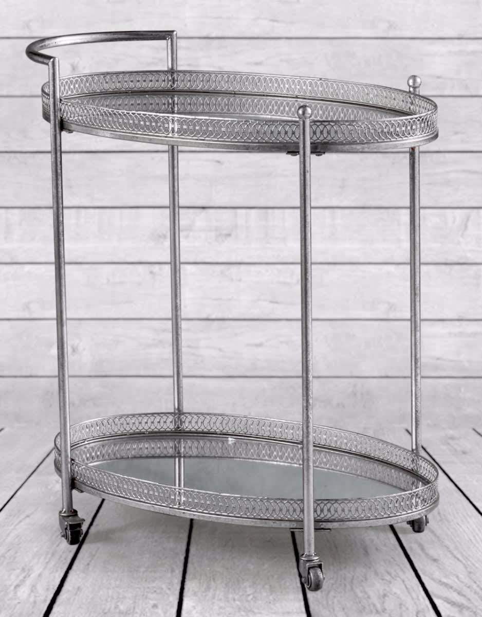 Antique Silver Metal Trolley - EM98