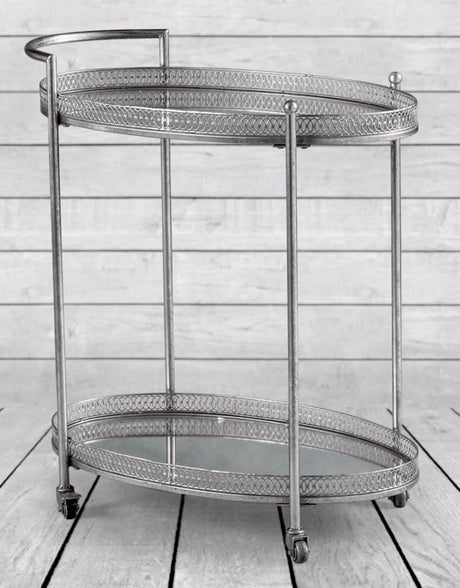 Antique Silver Metal Trolley - EM98