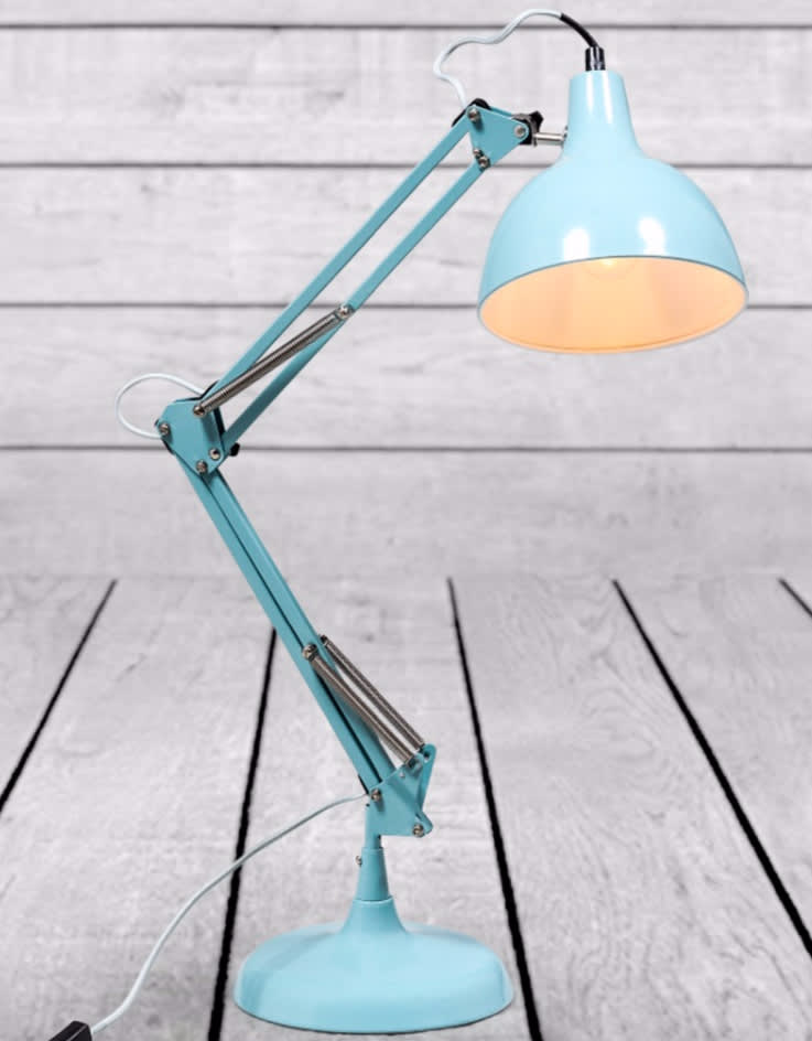 Sky Blue Traditional Large Desk Lamp (Grey Fabric Flex) - CL113
