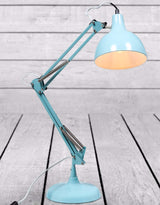 Sky Blue Traditional Large Desk Lamp (Grey Fabric Flex) - CL113