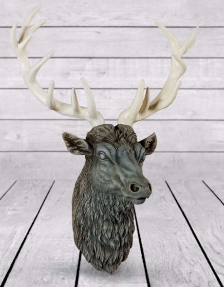 Large Stone Effect Stag Head with Antiqued Antlers - BD132