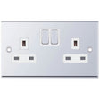 Selectric 7M-Pro Polished Chrome 2 Gang 13A Switched Socket with White Insert