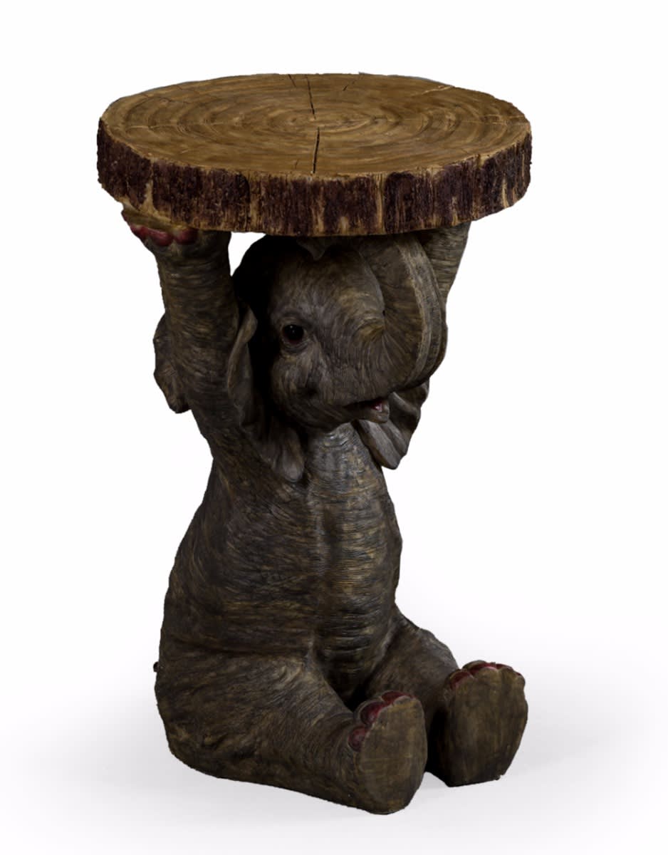 Elephant Holding "Trunk Slice" Side Table - BD133