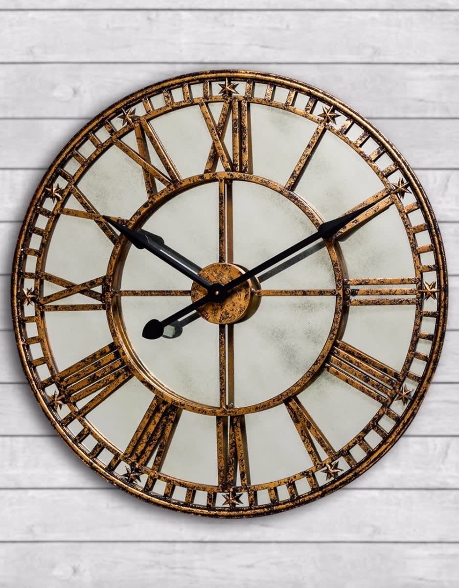 Large Gold Clock with Antique Mirror Face - ET291