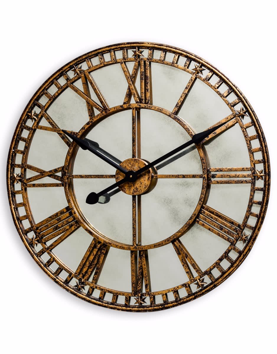 Large Gold Clock with Antique Mirror Face - ET291