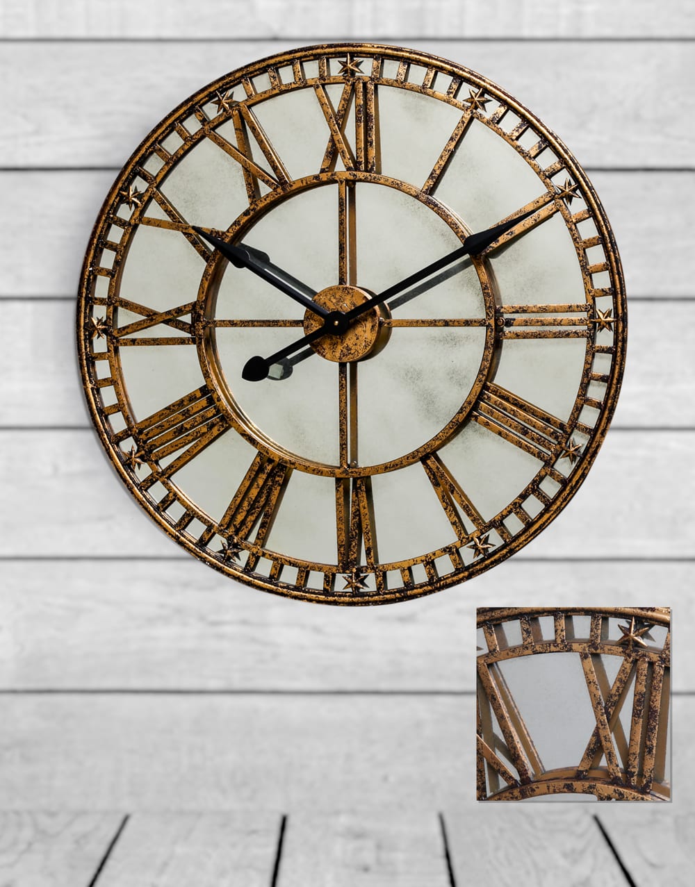 Large Gold Clock with Antique Mirror Face - ET291