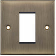 Selectric 5M Antique Brass 1 Gang Euro Plate with Single Aperture