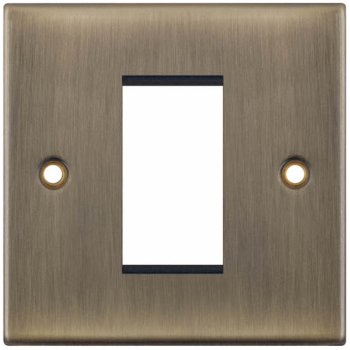 Selectric 5M Antique Brass 1 Gang Euro Plate with Single Aperture