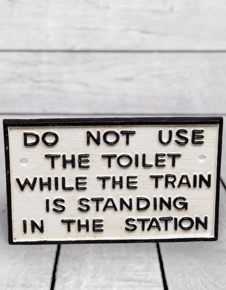 Cast Iron Antiqued Toilet Warning Sign - STM29