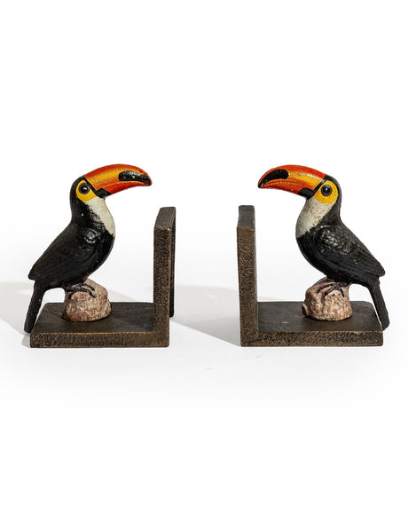 Cast Iron Antiqued Toucan Bookends - STM34