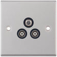 Selectric 7M-Pro Satin Chrome Triplex SAT/TV/FM Socket with Black Insert