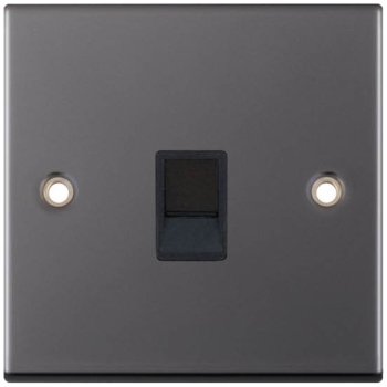 Selectric 5M Black Nickel 1 Gang RJ45 Data Socket with Black Insert