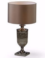 Antiqued Glass Urn Lamp with Taupe Cylinder Shade - TL53