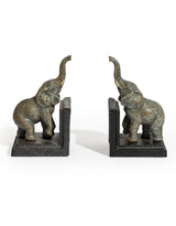 Cast Iron Antiqued Pair of Elephant Bookends - STM43