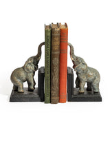 Cast Iron Antiqued Pair of Elephant Bookends - STM43