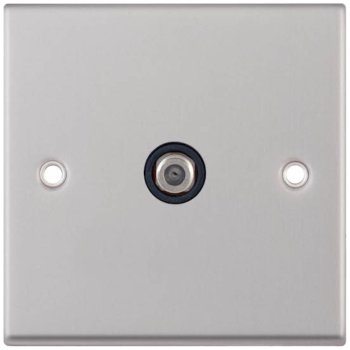 Selectric 7M-Pro Satin Chrome 1 Gang Satellite Socket with Black Insert