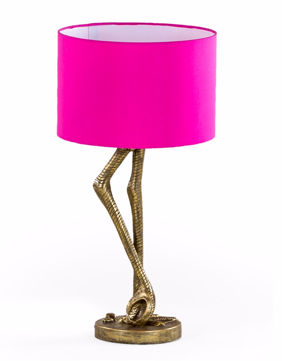 Antique Gold Flamingo Leg Table Lamp with Pink Shade - TL58